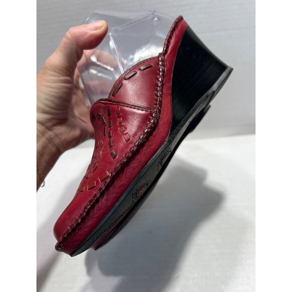 Dansko Wedge Clogs Womens Size 6 M Red Leather - Picture 5 of 10